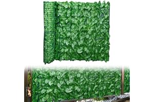 Hidyliu 1 rolka sztucznego żywopłotu, sztuczny bluszcz, ochrona przed wzrokiem, zielona ochrona przed wzrokiem, dekoracja ogrodu, liści jabłek, ochrona przed promieniowaniem UV, do użytku na zewnątrz, do ogrodu, na taras i na podwórko (0.5 x 3 metry)