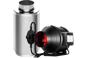 VIVOSUN Ventilation Kit 4 Inch 190 CFM Inline Duct Fan with 4"x 12" Carbon Filter Odor Control System with Australia Virgin Charcoal for Grow Tent Ventilation