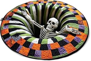 TFixol 3D halloween matta rund matta med optisk illusion, 3D skelettmatta