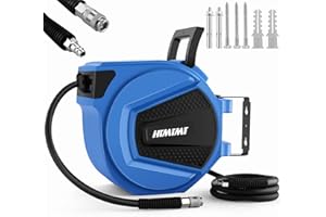 HIMIMI Automatique Enrouleur de Tuyau d'air Comprimé 15 m + 1.5m, Mural Dévidoir de Tuyau à Air, Enrouleur Pneumatique Automatique Pour Atelier Garage, Raccord 1/4" BSP, ø9.5mm, Flexible d'air Hybride