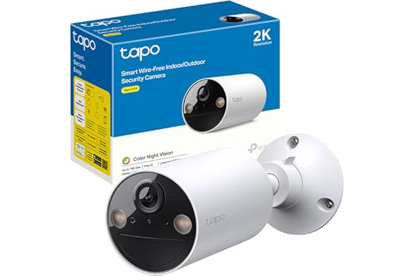Tapo C410 - Cámara Wi-Fi de Batería para Exterior/Interior, 2K 3MP, 6400mAh, Detección de Personas por IA, Visión Nocturna a Color, No Requiere Hub, Compatible con Panel Solar