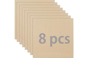 GUIHUMZ 8 Platten-Set Bauplatte Kompatibel mit Meisten Marken,Classic Bausteine Grundplatte,Kompatibel mit Bauplatte Lego Classic,25.5 * 25.5cm,Sand Grundplatte