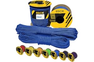 EdcX 3 mm Nylon Paracord 425 (15, 30, 50 and 100m) – 3 mm Type II, 100% Nylon Rope, 3 Strand Rope, 3 mm Nylon Rope in Many Colors (Blue, 15 m)
