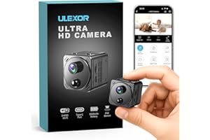 ULEXOR Mini Caméra Espion sans Fil 4K WiFi 2,4 GHz et 5 GHz pour Surveillance avec Détection de Mouvement AI, Vision Nocturne Infrarouge, Objectif Grand Angle 150°, Batterie Longue Autonomie