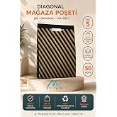 Merpak Ambalaj &Ccedil;izgili Mağaza Poşeti (NO 5) 50 Adet 50x60 Cm &Ccedil;izgili Takviyeli Poşet Diagonal Poşet