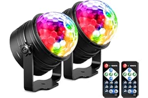 YAZEKY Luci Discoteca,2PZ 360°Ruotabile, 7 RGB Colori Musica Attivata Stroboscopiche con Telecomando, Dj per KTV, Natale, Bar, Regalo