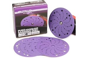 FASTPLUS 150mm Sanding Discs 50Pcs Orbital Sander Discs, 80/120/180/400/800 Assorted Grits Multi-Hole Hook and Loop Sanding Disc, Long lasting, Virtually Dust-Fee for Random Orbital Sander