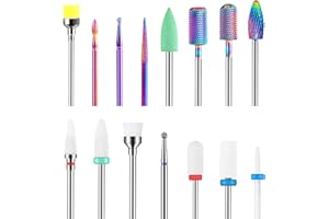PAIRIER Punte Fresa Unghie 15 Pezzi Kit Punta da trapano per Manicure Punta da Trapano di Punte Tagliaunghie in Carburo di Tungsteno Ceramico per Gel Acrilico E Unghie Naturali Manicure Pedicure