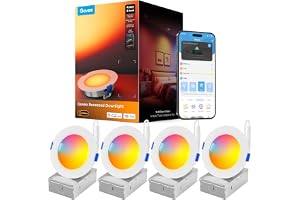 Govee Smart RGBWW Infällda spotlights, 120mm Dimbara LED-Infällda Lampor, 11W 850LM Ultraplatta Takspots Kompatibla med WiFi