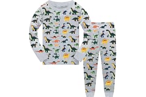 QHKEPW Boys Pyjamas Digger Monster Truck Dinosaur Kids Toddler Pjs Sets Cotton Long Sleeve Sleepwear 2 Piece Clothes Outfits Winter Nightwear 1-7 Years