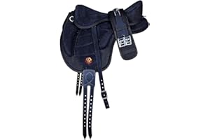 ADB CREATIONS All Purpose Pony and Adult Synthetic Treeless Freemax English Horse Saddles Size with Matching Girth & Aluminum Stirrups 10 to 18 Inch Seat (Black, 15" Inch)