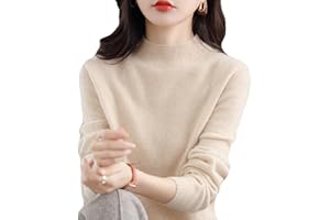 MQSHUHENMY Cashmere Sweaters for Women, 100% Cashmere Long Sleeve Crew Neck Lightweight Soft Knitted Pullover Knitted Jumpers