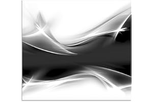 ARTLAND Küchenrückwand Glas mit Motiv Spritzschutz 60x55 cm Design Rückwand Küche Bad Modern Abstrakt Kunst Kreativ Schwarz Weiß T9EW