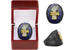 HYKJSHED 2024 Fantasy Football Ring, Meisterschaftsring, FFL-Meisterschaftstrophäe, Geschenkbox, Ring-Displaybox(Blue,12)