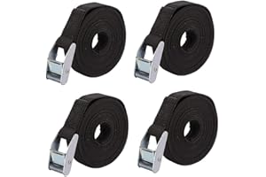 ZDHOSTY 4 Pcs Ratchet Tie Down Straps， Heavy Duty Tension Belts Adjustable Lashing Straps Ratchet Straps 1m x 25mm 250kg(550lbs) for Vans, Motorcycle, Trucks,Trailer, Luggage, Cargo. (black, 2m x 25mm)
