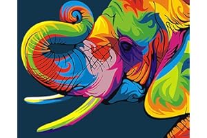ifymei Paint by Numbers for Adults, Children, Beginners, DIY Painting Kits with Brushes and Acrylic Pigment, 16x20 Inch Colorful Elephant [Without Frame]