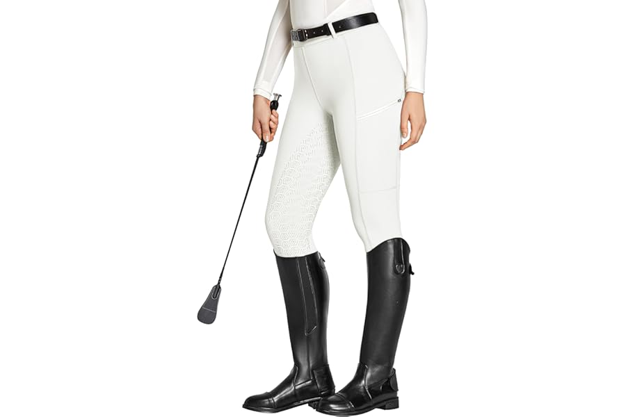 FitsT4 Sports Equestrian Breeches High Waist Riding Tights for Women Full Seat Jodhpur Style with Zip Pocket