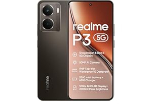 realme P3 Smartphone 5G,8+256GB,Batteria titanica da 5260 mAh,Ricarica rapida 45 W,Chipset Snapdragon 6 Gen 4, Fotocamera AI da 50MP,Display Pro-Esports 120Hz 2000 nits,IP69,Grigio (Senza Adattatore)