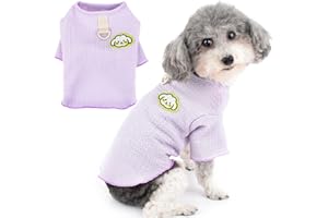 Zunea Chemise D'été pour Chien de Petite Taille T-Shirt avec Anneau en D Doux Respirant T-Shirt à Manches Courtes Vêtements Basiques pour Animaux de Compagnie pour Chats Chihuahua Yorkie Violet XXL
