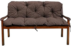 GARDEN FACTORY Cojín para Banco de jardín, cojín para Columpio de jardín, Exterior, Interior, Cojin de Asiento, Cojin de Respaldo V2 (135x60x50, Marrón)