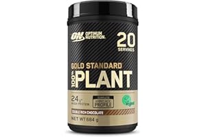 Optimum Nutrition Gold Standard 100% Proteína Vegetal en Polvo, Sabor Doble Chocolate Rico, 684g, 20 Servicios