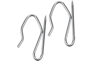 The Bead Shop Hochbelastbare Metall Gardinenhaken Stifthaken | (50er Pack) für Bleistiftfalte und schwere Vorhänge | Vorhanghaken Silber (34 x 19 mm)