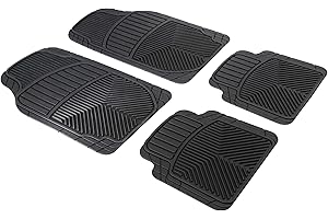 ‎WALSER Walser Universal Auto-Gummimatten-Set Priscus, Automatten 4-teilig zuschneidbar, Universal Antirutschmatten-Auto, PKW-Fußraummatten schwarz