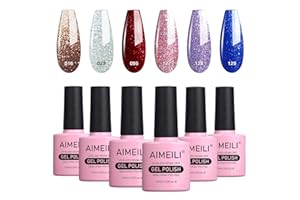 AIMEILI Esmaltes Semipermanentes para Uñas en Gel UV LED, Kit de Esmaltes de Uñas Esmaltes Pintauñas Permanente Soak Off 6 Colores 10ml - Set 29