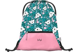 Baagl Sac de gym pour garçon, filles avec poche, sac à chaussures imperméable pour enfant, école et jardin d'enfants Sac de sport à cordon pour garçon, sac à dos à cordon