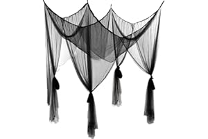 Anmas Box Mosquito Net Bed Canopy for Double Bed - Black Four Corner Post Curtains, Elegant Drape With Hook & Rope, Screen Netting for Full