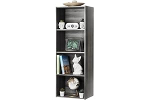 Iris Ohyama, Armario con 4 estantes / Contenedor de madera con estantes / Librería / Mueble lateral, Diseño,Modular, Oficina, Casa - Basic Storage Shelf - CX-4 - Roble Gris