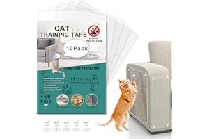JDHON Protezione Divano Graffi Gatto (17 * 12"), 10 fogli Antigraffio Gatto Divano, Protezione Antigraffio Porte Cani, Proteggi Divano Gatti Graffi, Autoadesive Trasparente PET per Divano/Porte/Muro