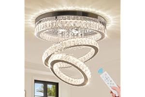 Finktonglan Lustre Plafond lumineux LED en cristal avec télécommande pour chambre à coucher, salle à manger et salon (Gradable)