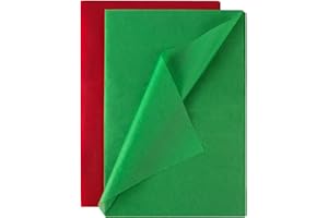 BETESSIN 20 Feuilles de Papier de Soie Rouge Vert Emballage Cadeau pour Noël Saint-Valentin Art Floral Bricolage 50x75cm