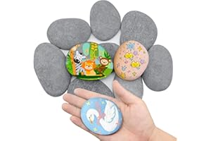 TOKSEO 10 Pièces Pierres Plates à Peindre, Galets de 6 à 8 cm, Galets Lisses pour Jardin, Aquarium, Pierres de rivière Naturelles Peindre