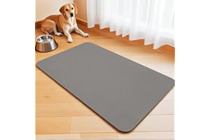 DOLIC Dog Bowl Mat Dog Food Large Cat Mats for Food Water Bowls Feeding Mats Non Slip Waterproof Cat Mat No Stains Quick Dry Eating Mat (Light Grey, 30 x 50 cm)