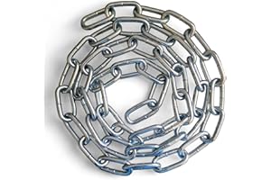 RSE 10MM Metal Chain Heavy Duty & Rust Resistant Link Galvanised Thick Polished Stainless Steel for Security Gate Fence Gym Weight Lifting Strong Long Life Welded Links (10MM, 0.5 Metre)