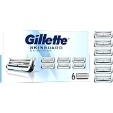 Gillette Skinguard Sensitive 6 Replacement Blades for Razors | Lubrastrip Enhanced Lubricant Strip for Men with Skin Irritati