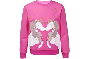 Mufeng Kinder Mädchen Sweatshirt Langarm Einhörner Druck Pullover Top Basic Oberteil Langarmshirt Casual Jumper Training Freizeit