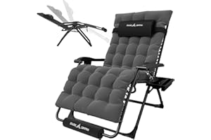 UDPATIO Sonnenliege Liegestuhl Klappbar Mit Getränkehalter Gartenliege Mit Auflage Polster, 78cm Extra Breiter Gartenstuhl, Verstellbar Rückenlehne mit Kissen-Unterstützung Anthrazit