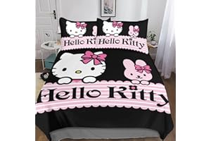 PACUM Hello Kitty Copripiumino 3D, Cartoon Cat Set Di Biancheria Da Letto in Microfibra, Stampato Per Adulti E Bambini Morbido, Resistente, Traspirante Double（200x200cm）