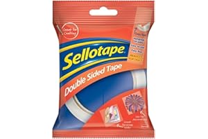 Sellotape Double Sided Tape, Strong Double Sided Tape for Everyday Use, Mounting, Arts & Crafts, Easy to Use Double Sided Sticky Tape with Solid Grip & Easy Peel, 12mmx33m