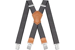 Dresime Bretelles Homme Larges Réglable Élastique Extra Fort 4 Robuste Clips, pour Hommes et femmes avec en forme X Design et Sangles Extra Larges -4cm