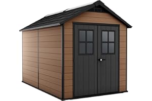 Keter Abri de Jardin Newton 7511, Effet Bois, Marron, 7,2 m², 228 x 350 x 252 H cm