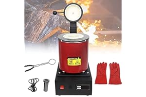 LINCYS Electric Gold Smelting Furnace, Gold Silver Steel Smelting Machine, 1150℃ /2102 ℉ Automatic Digital Melting Furnace Machine with Graphite Crucible,Red-3KG