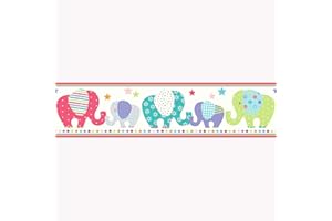 PRICERIGHTHOME Patchwork Elephant Wallpaper Border - A13001 - Price Right Home Design