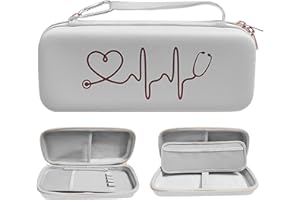 COSLANLEE Funda rígida para estetoscopio 3M Littmann Classic III, Lightweight II S.E, Cardiology IV Diagnostic, bolsas de soporte para estetoscopio con bolsillos para accesorios de médico y enfermera,