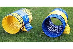 Callieway Doppia Confezione NADAC/hoopers Tunnel Blu/Giallo 1m, 60cmØ, per Cane – 2 sacche di Sostegno „Premium“ con Tacchetti di Gomma Sono già compresi