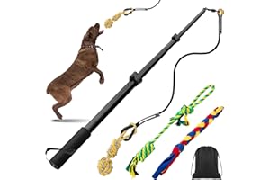 Ycozy Flirt Pole for Dogs, 40.6" - Upgraded Dog Flirt Pole with Detachable Interactive Toys for Chase and Tug of War, Dog Teaser Wand with Chewing Toy for Outdoor Exercise & Training