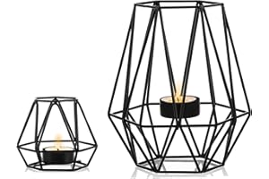 NUPTIO 2 Pezzi Portacandele Portacandele Luce tè Portacandele Geometriche per Centrotavola Decorazioni per Tavola Pranzo, Ornamenti per Camini Neri per Soggiorno, Regali Inaugurazione della Casa Nozze